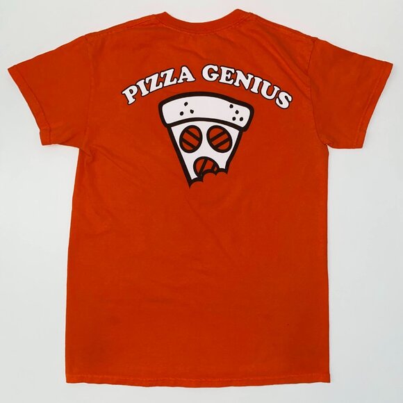 Little Caesars Pizza Genius Graphic Tee Shirt Gildan Orange Size Small - Picture 3 of 14